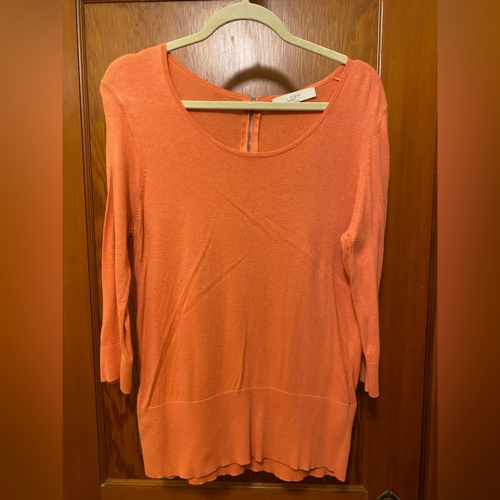 Women’s Ann Taylor Loft Coral 3/4 Sleeve Sweater Size L